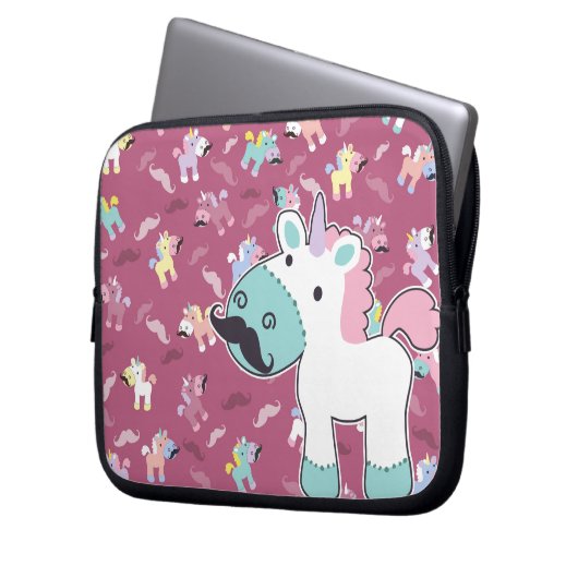 Mustachio Unicornio Laptopschutzhülle (Vorderseite Links)