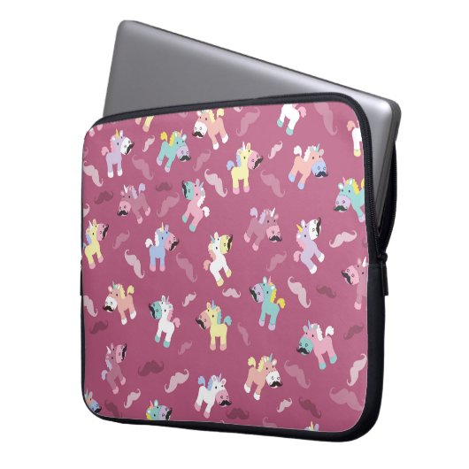 Mustachio Unicornio Laptopschutzhülle (Vorderseite Links)