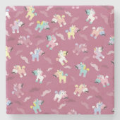 Mustachio Unicornio Steinuntersetzer (Vorderseite)