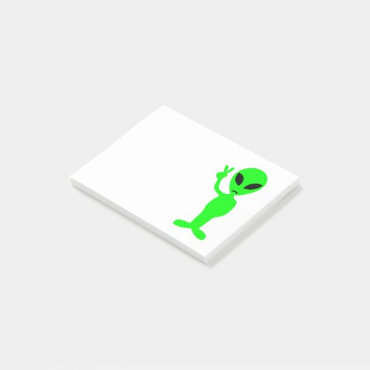 Mustachioed Green Alien Post-it Klebezettel (angewinkelt)