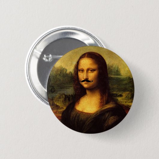 Mustachioed Mona Lisa Button (Vorne & Hinten)