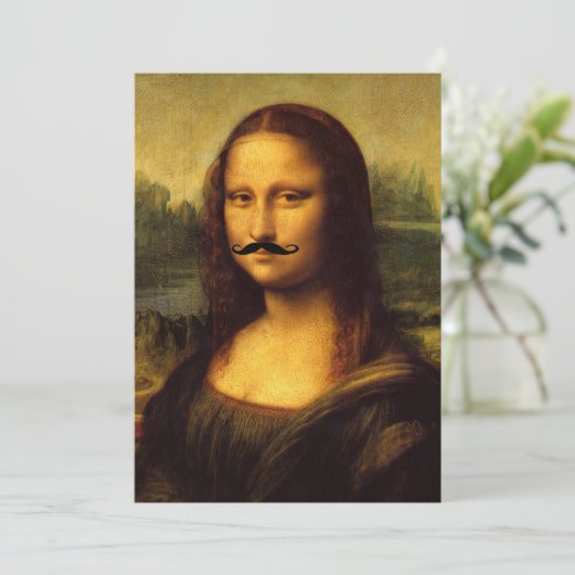 Mustachioed Mona Lisa Einladung (Stehend Vorderseite)