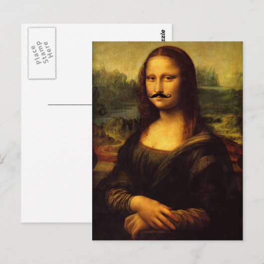Mustachioed Mona Lisa Postkarte (Vorne/Hinten)