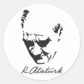 Mustafa Kemal Ataturk Runder Aufkleber (Vorderseite)