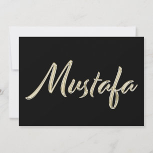 Mustafa Name white gold Handwriting Karte