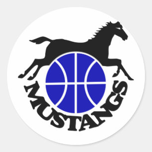 Mustang-Basketball-Aufkleber Runder Aufkleber