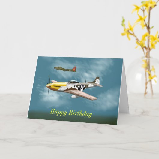 Mustang Birthday Card Karte (Gelbe Blume)