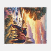 Mustang Horse Grazing by Stream at Sunset Fleecedecke (Vorderseite (Horizontal))