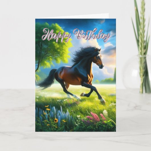 Mustang Horse Happy Birthday Karte (Vorderseite)