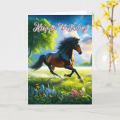 Mustang Horse Happy Birthday Karte (Gelbe Blume)