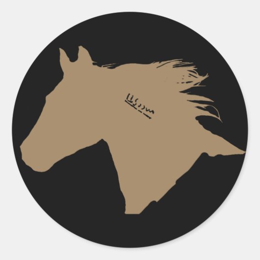 Mustang Horse Head Runder Aufkleber (Vorderseite)