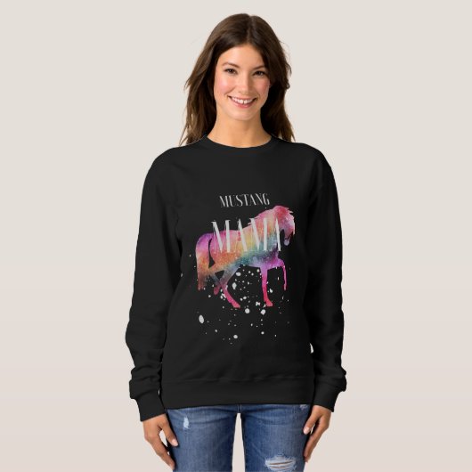 Mustang Horse Mama Galaxy Horse Girl Equestrian St Sweatshirt (Vorne ganz)