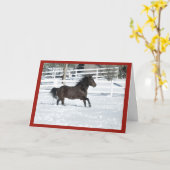 Mustang Horse Running in Snow Weihnachtskarte Karte (Gelbe Blume)