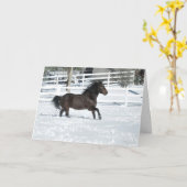 Mustang Horse Running in Snow Weihnachtskarte Karte (Gelbe Blume)