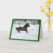 Mustang Horse Running in Snow Weihnachtskarte Karte (Gelbe Blume)