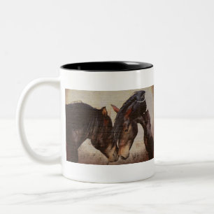 Mustang Horse Wooden Grunge Look Zweifarbige Tasse