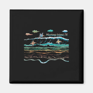 Mustang Island Texas Farbstoff Krawatte Pelican Be Magnet