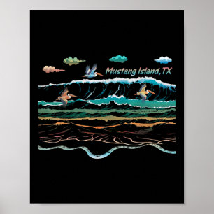 Mustang Island Texas Farbstoff Krawatte Pelican Be Poster
