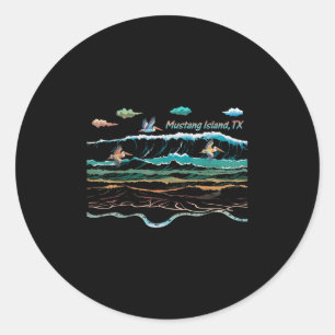 Mustang Island Texas Farbstoff Krawatte Pelican Be Runder Aufkleber