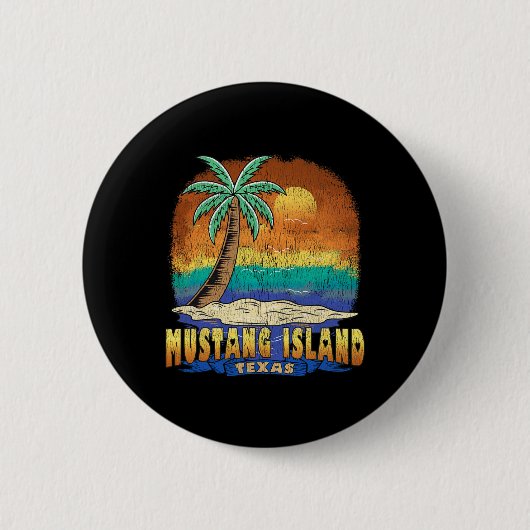 Mustang Island Texas Vintag beängstigend Souvenir Button (Vorderseite)