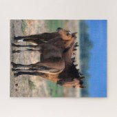 Mustang Mare und Foal Stehend mit Vögeln Puzzle (Horizontal)