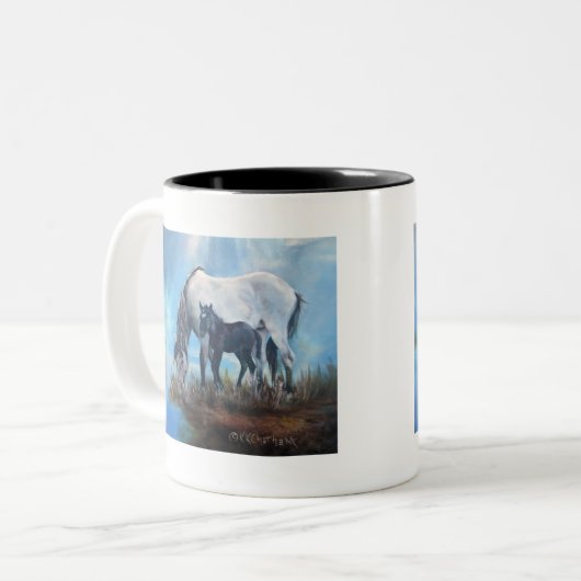Mustang-Morgen Zweifarbige Tasse (Vorderseite Links)