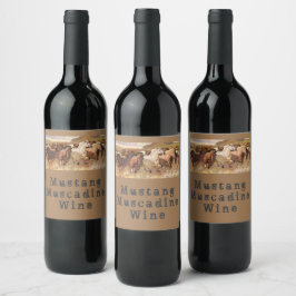 Mustang Muscadine Wine Natural Wild Horses Nature Weinetikett