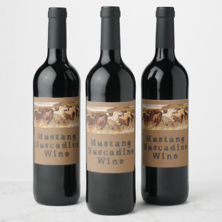 Mustang Muscadine Wine Natural Wild Horses Nature Weinetikett