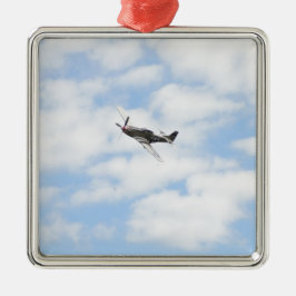 Mustang P51 im Flug Silbernes Ornament