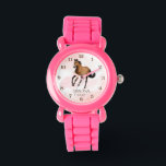 Mustang Pferd Thema Mädchen Geschenke Pony Armbanduhr<br><div class="desc">Mustang Pferde Mädchen Party Geschenke graziös galoppierend Senf mare braune Pferd ,  schöne personalisierte Geschenk für Pferde Liebhaber.</div>