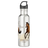 Mustang Pferd wild und frei personalisiert Edelstahlflasche (Vorderseite)