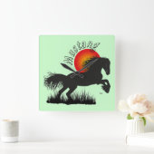 Mustang Pferdeliebhaber Quadratische Wanduhr (Zuhause)