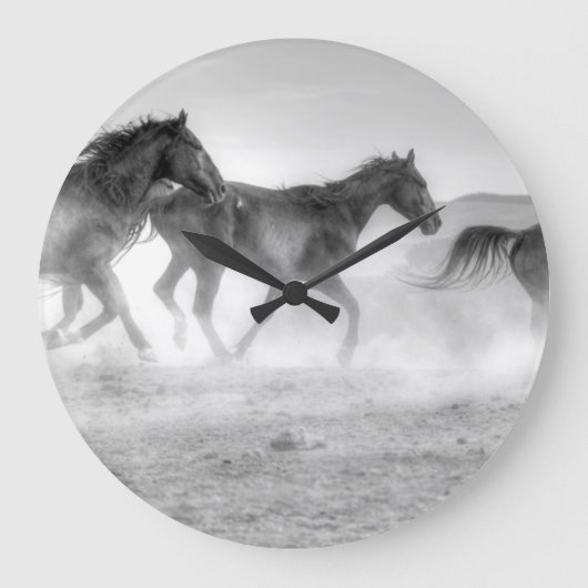 Mustang Run Große Wanduhr (Vorderseite)