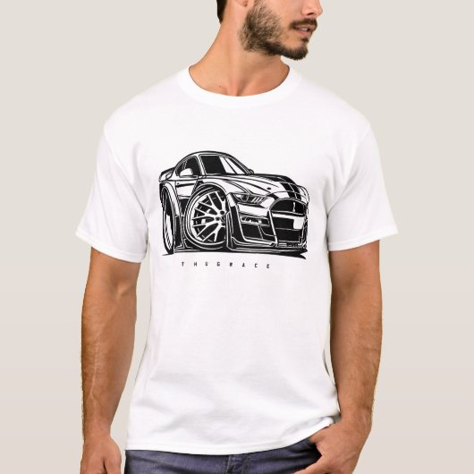 Mustang Shelby GT500 Toon Art Car Enthusiast T-Shirt (Vorderseite)