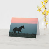 Mustang Stallion bei Sunset Greeting Card Karte (Gelbe Blume)