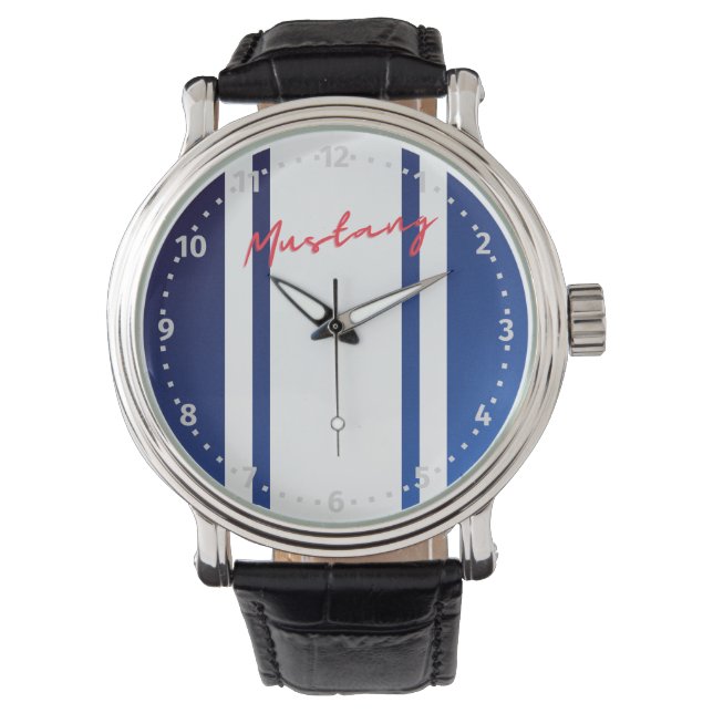 Mustang Watch Blue und White Armbanduhr (Vorderseite)