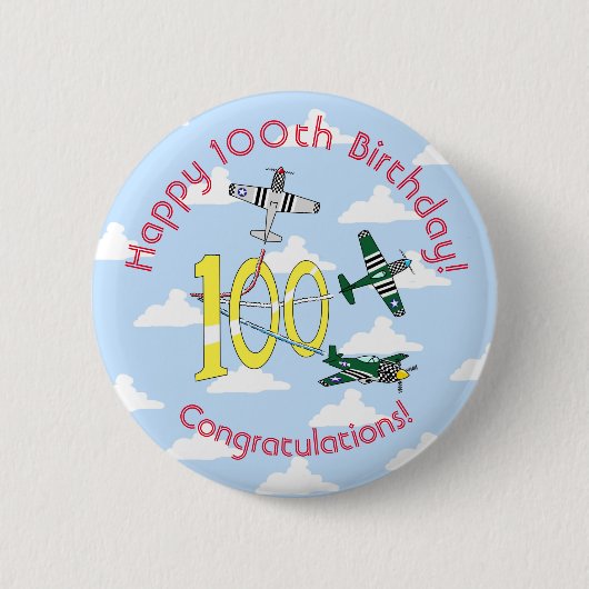 Mustangs 100. Geburtstag (Blue Sky) Abzeichen Button (Vorderseite)