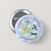 Mustangs 100. Geburtstag (Blue Sky) Abzeichen Button (Vorne & Hinten)