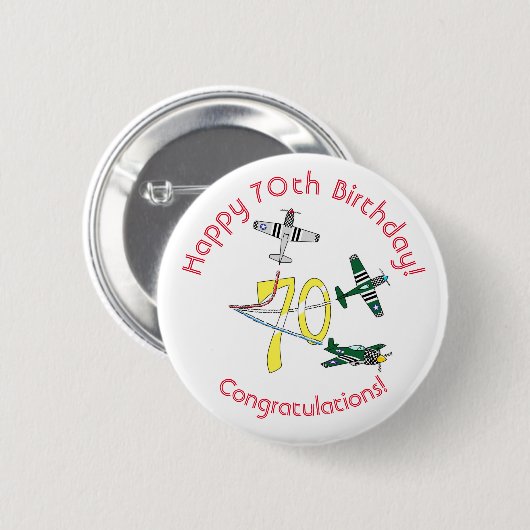 Mustangs 70. Geburtstag Abzeichen Button (Vorne & Hinten)