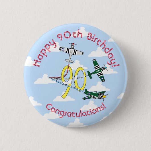 Mustangs 90. Geburtstag (Blauer Himmel) Abzeichen Button (Vorderseite)