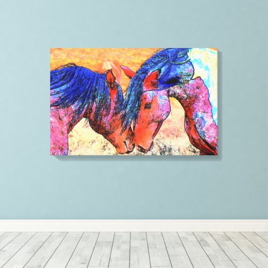 Mustangs Canvas Print Leinwanddruck (Insitu (Holzboden))