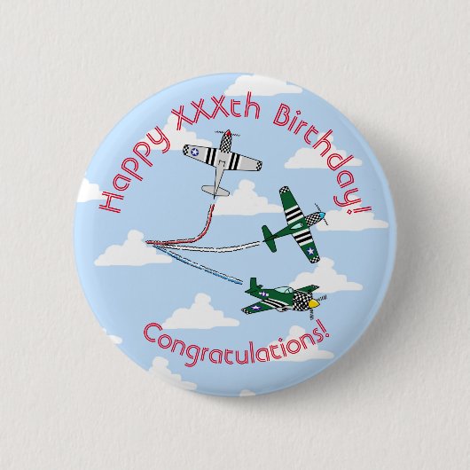Mustangs Geburtstagsabzeichen (Blauer Himmel) Button (Vorderseite)