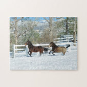 Mustangs laufen im Snow-Puzzle Puzzle (Horizontal)