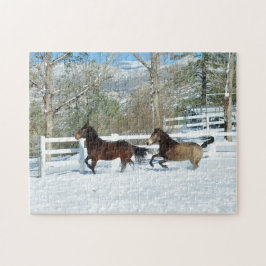 Mustangs laufen im Snow-Puzzle Puzzle