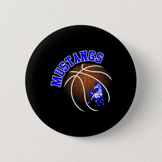 Mustangs Sketll Mustang Stolz Schulgeist Maskottch Button (Vorderseite)
