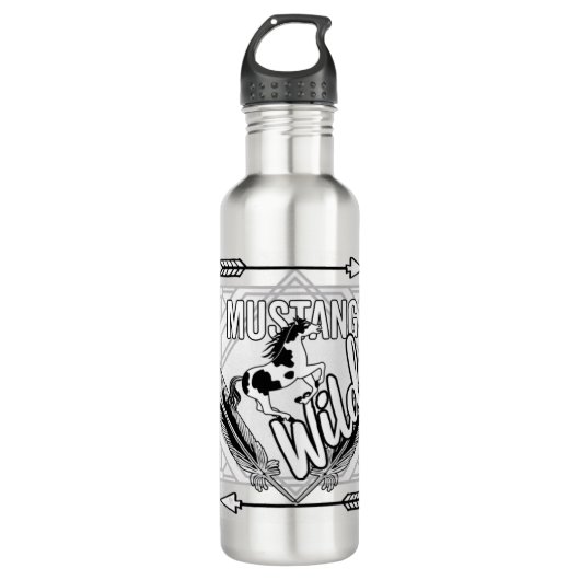 MustangWild Wasserflasche Running Pin Edelstahlflasche (Vorderseite)