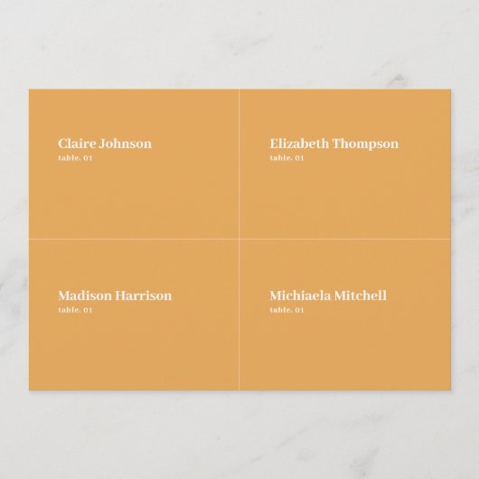 Mustard and Terracotta Wedding Place Card DIY Einladung (Vorderseite)