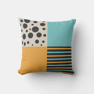 Mustard Aquamarin Grey Circle Stripe Retro Geometr Kissen