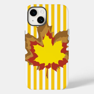 Mustard Autumnal Streifen mit Blätter Case-Mate iPhone 14 Hülle
