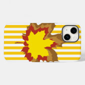 Mustard Autumnal Streifen mit Blätter Case-Mate iPhone Hülle (Rückseite (Horizontal))